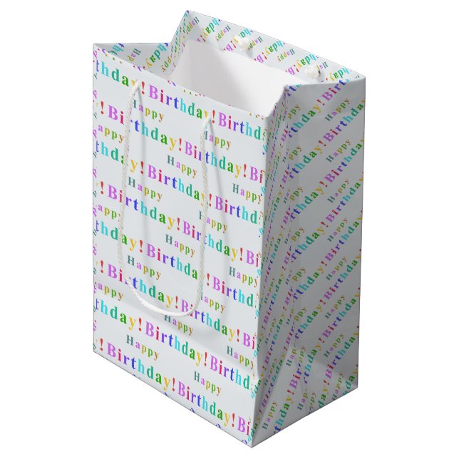 Sacola Para Presentes Média Colorful Happy Birthday Pattern (Frente inclinada)