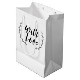 Sacola Para Presentes Média Com Amor Ramos Florais Rústicos Casamento