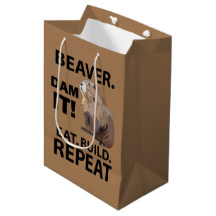 Sacola Para Presentes Média Coma Construir Repetir O Animal De Beaver Engraçad