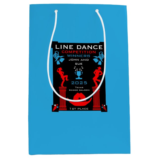 Sacola Para Presentes Média Competição de dança de linha americana (Frente)