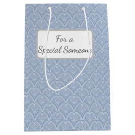 Sacola Para Presentes Média Conchas de Delicado Azul Boho