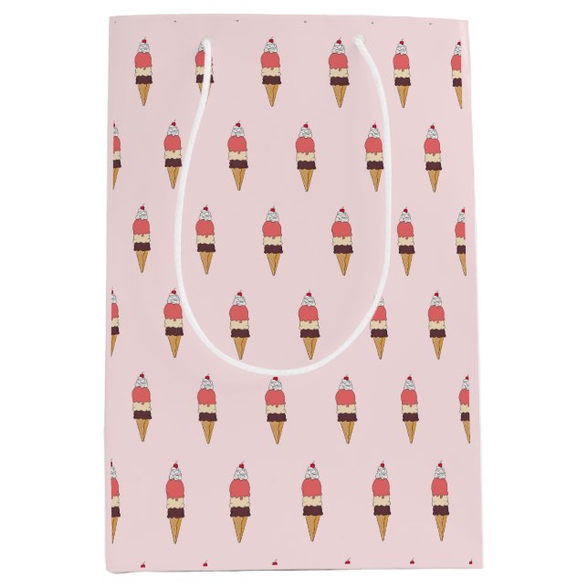 Sacola Para Presentes Média Cone de Sorvete Triplo Scoop (Frente)