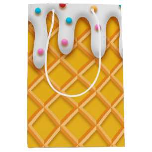 Sacola Para Presentes Média Cone De Waffle Com sorvete Com Préguas