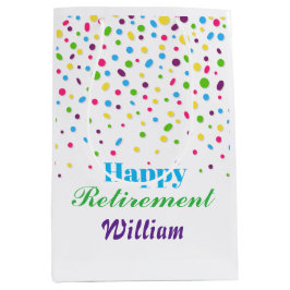 Sacola Para Presentes Média Confetes Coloridos Personalizados Feliz Aposentado