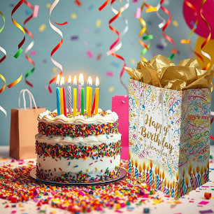 Sacola Para Presentes Média Confetes personalizados de aniversário divertido