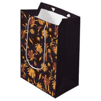 Sacola Para Presentes Média Confluentes Elegantes Modernos Cinzas Amarelas - L