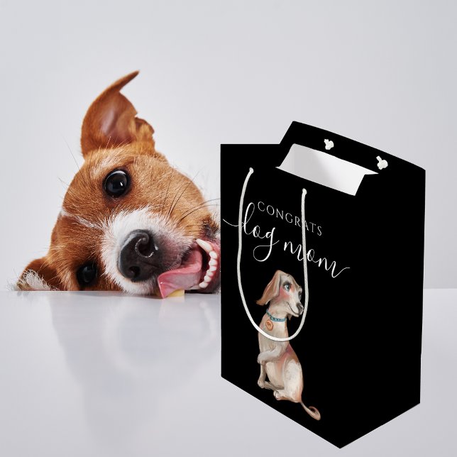 Sacola Para Presentes Média Congrats Dog Mom Gift Bag (Criador carregado)
