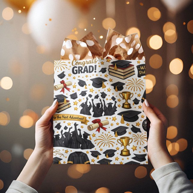 Sacola Para Presentes Média Congratulations Grad Wrapping Paper (Criador carregado)