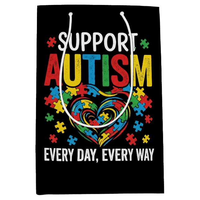 Sacola Para Presentes Média Conscientização do autismo (Frente)