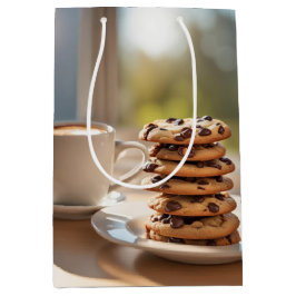 Sacola Para Presentes Média Cookies De Chip De Chocolate E Café