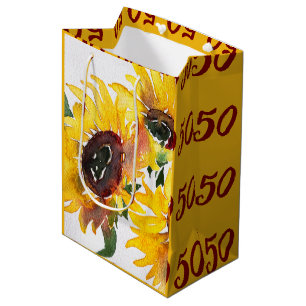 Sacola Para Presentes Média cor d'água brilhante fabulosa de girassol 50