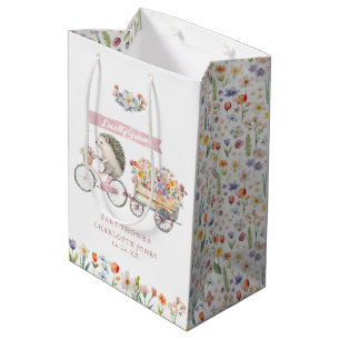 Sacola Para Presentes Média Cor-de-rosa com Chá de fraldas de porco com cresci