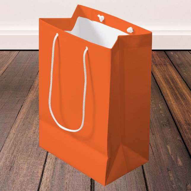 Sacola Para Presentes Média Cor Sólida Laranja Queimada (Criador carregado)