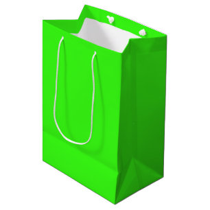Sacola Para Presentes Média Cor Sólida Neon Verde   Clássico