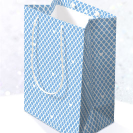 Sacola Para Presentes Média Coração de Amor Bonito Malha de Renda Azul Anivers