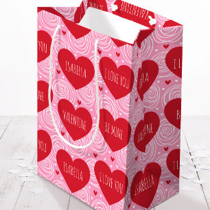Sacola Para Presentes Média Coração de Amor Bonito Texto Personalizado Dia dos
