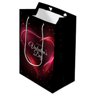 Sacola Para Presentes Média Coração de São Valentim Vermelho Neon Entre Estrel