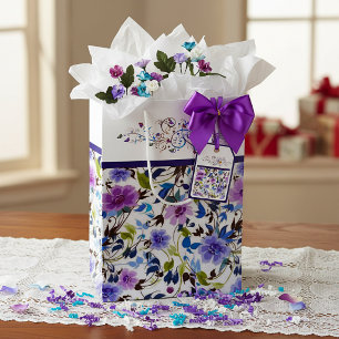Sacola Para Presentes Média Coração e borboletas floral
