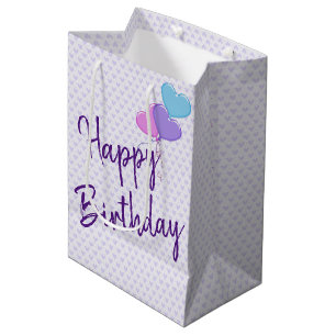 Sacola Para Presentes Média Corações de Aniversário