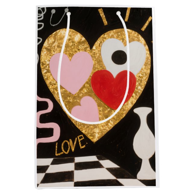 Sacola Para Presentes Média Corações do Amor (Frente)