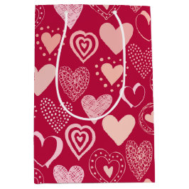 Sacola Para Presentes Média Corações doces cor-de-rosa-namorados