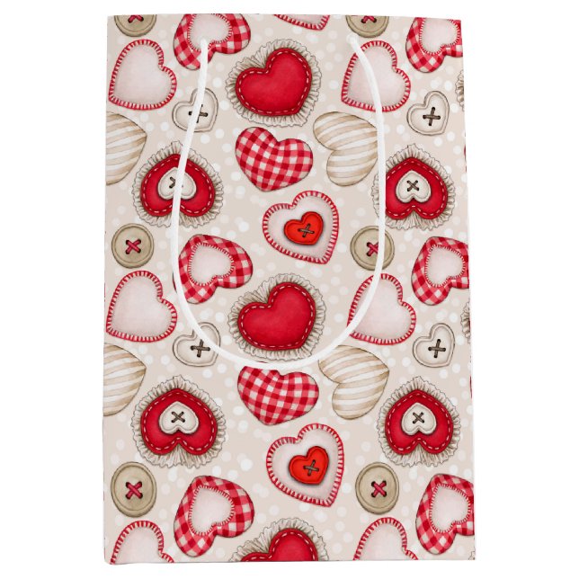 Sacola Para Presentes Média Corações e Amor (Frente)