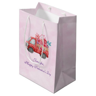 Sacola Para Presentes Média Corações e flores de Carregando de Caminhão de 
