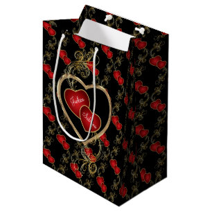 Sacola Para Presentes Média Corações elegantes do amor - namorados