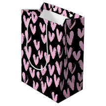 Corações Rosa Em Preto