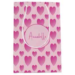 Sacola Para Presentes Média Corações Rosa Personalizados