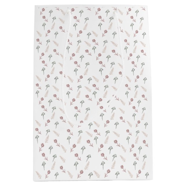 Sacola Para Presentes Média Coral Floral Gift Bag (Frente)