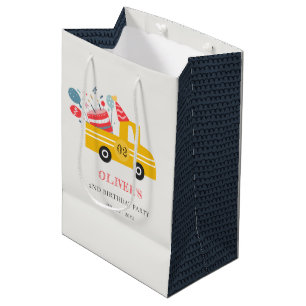 Sacola Para Presentes Média Corante Amarelo Bonito Qualquer Caminhão De Bolo