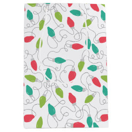 Sacola Para Presentes Média Corda Colorida de Luzes de Natal Bag Dif