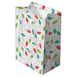 Sacola Para Presentes Média Corda Colorida de Luzes de Natal Bag Dif