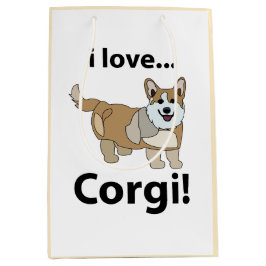 Sacola Para Presentes Média Corgi I Love Corgi