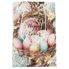 Sacola Para Presentes Média Coroa corante de ovos de Páscoa com flo