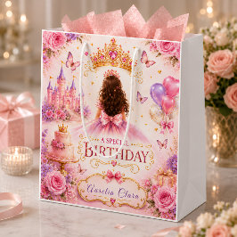 Sacola Para Presentes Média Coroa Floral Personalizada de Aniversário