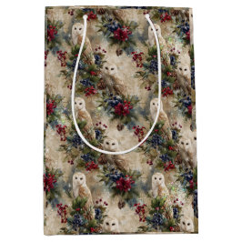 Sacola Para Presentes Média Coruja Floral Enfeitiçante