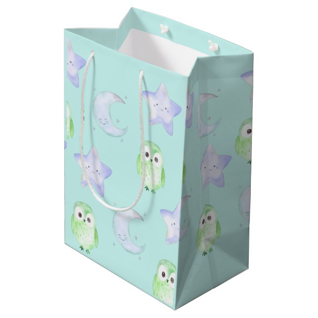 Sacola Para Presentes Média Coruja Whimsical (Verso inclinado)