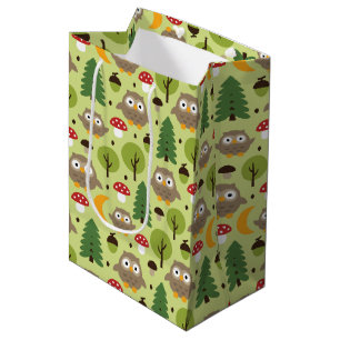Sacola Para Presentes Média Corujas No Saco De Presente Médio Da Floresta