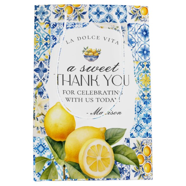 Sacola Para Presentes Média Costa Amalfitana Toscana Italiana Costeira (Frente)