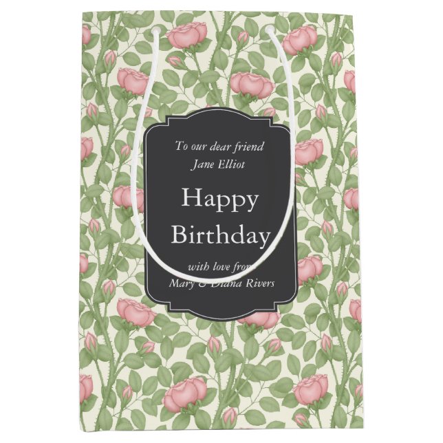 Sacola Para Presentes Média Costume de Jardim de Rosa Encantado (Frente)