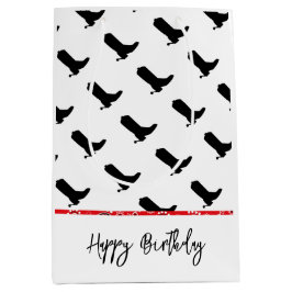 Sacola Para Presentes Média Cowboy Boots Spurs Silhouette Pattern Bandana