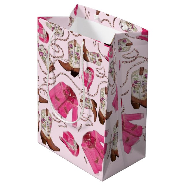 Sacola Para Presentes Média cowgirl pattern style (Verso inclinado)