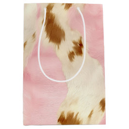 Sacola Para Presentes Média Cowgirl Pink Cream Brown Cowhide