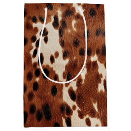 Sacola Para Presentes Média Cowhide Castanho-Fazenda Ocidental