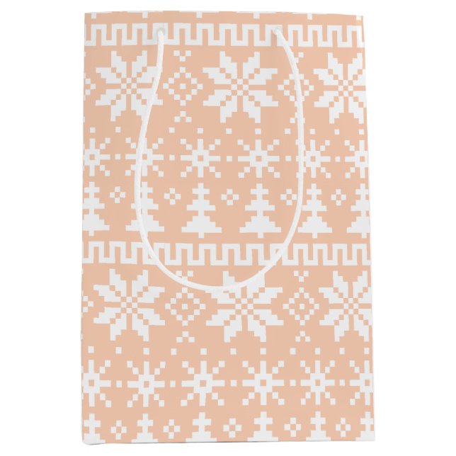 Sacola Para Presentes Média Cozy Fair Isle (Frente)