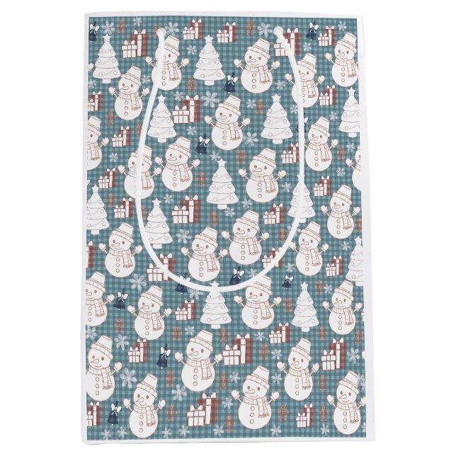 Sacola Para Presentes Média Cozy Whimsical Holiday  (Frente)