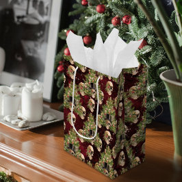 Sacola Para Presentes Média Crânios de árvores de natal gótica e vermelhos cla