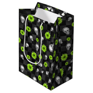 Sacola Para Presentes Média Cránios Verdes e Série Girassol Design 10